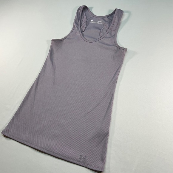 Under Armour Womens HeatGear Ribbed Racerback Tank Top Purple Medium MD M M - Picture 3 of 7